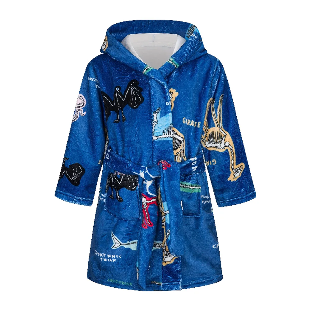 Kids Robes for Girls Flannel Winter Sleepwear Animal Pajamas Boys Bathrobe Child Dressing Gown Cartoon Teenage Robe