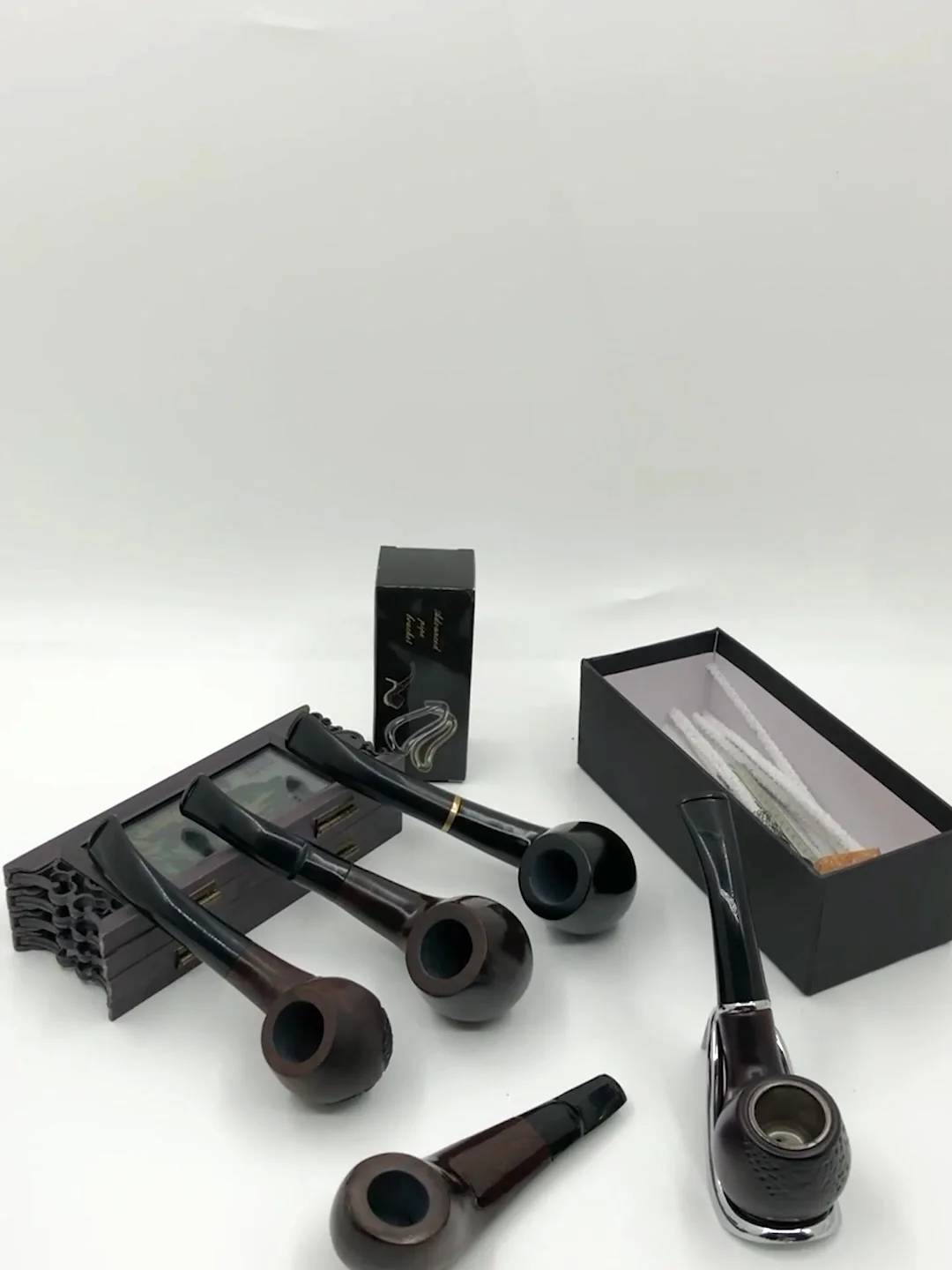 New 1 Smoking Set Wood Smoking Pipe Ebony Tobacco Pipe with