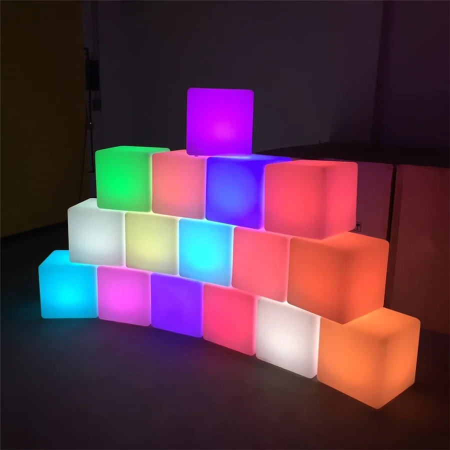 25/20/10CM LED Luminous Cube Bar KTV Party Atmosphere Table Lamp Battery Powered RGB 16 Colors Square Night Light for Home Decor