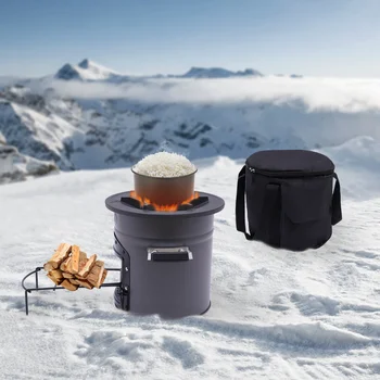 New 304 Stainless Steel Wood-Burning Portable Rocket Stove  Camping Exploring Outdoor Cooking Outdoor Hiking Picnic BBQ Cooking 4