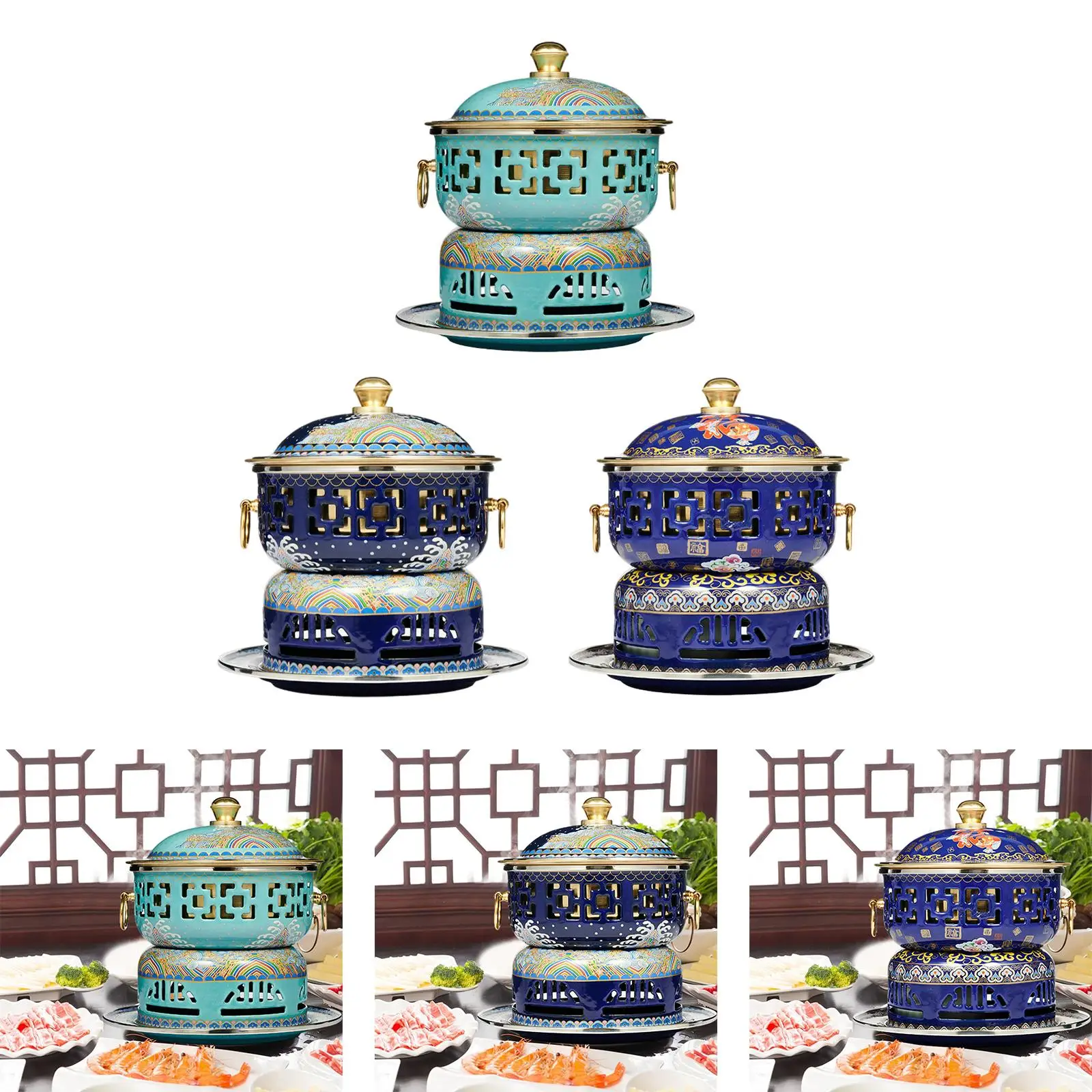Shabu Pot Buffet Hot Stew Pot Practical Cloisonne Hot Pot Camping Cooker Alcohol Shabu Pot Buffet Hot Stew Pot Practical Cloisonne Hot Pot Camping Cooker Alcohol
