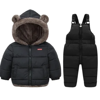 Set di abbigliamento invernale per bambini Cappotti in pile di agnello per bambini + Pantaloni in piumino 2 pezzi Ragazzi Ragazze Addensare Caldi abiti casual con cappuccio