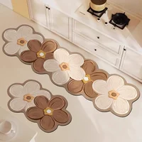 Flower Kitchen Floor Mat Irregular Creative Waterproof Oil-proof PVC Leather Carpet Anti-fouling Wipeable Easy Clean Balcony Rug 1