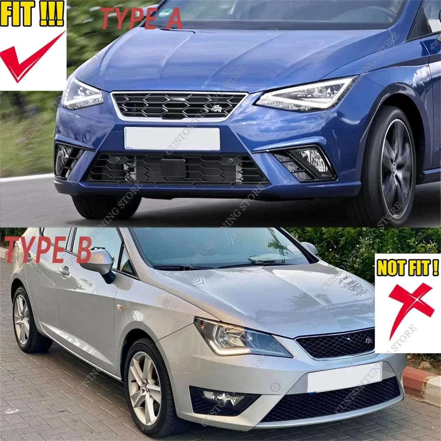Frontspoiler Für Seat Ibiza 2017-2024 | ABS Material | Carbon-Look Oder Schwarz