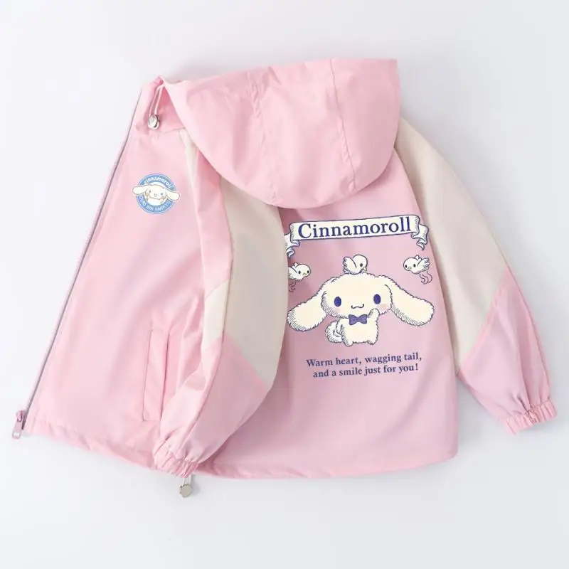 Cinnamoroll Jackets Girls Outdoor Sport Cartoon Anime Wind Breaker Zipper Jacket Spring Autumn Coat Clothes