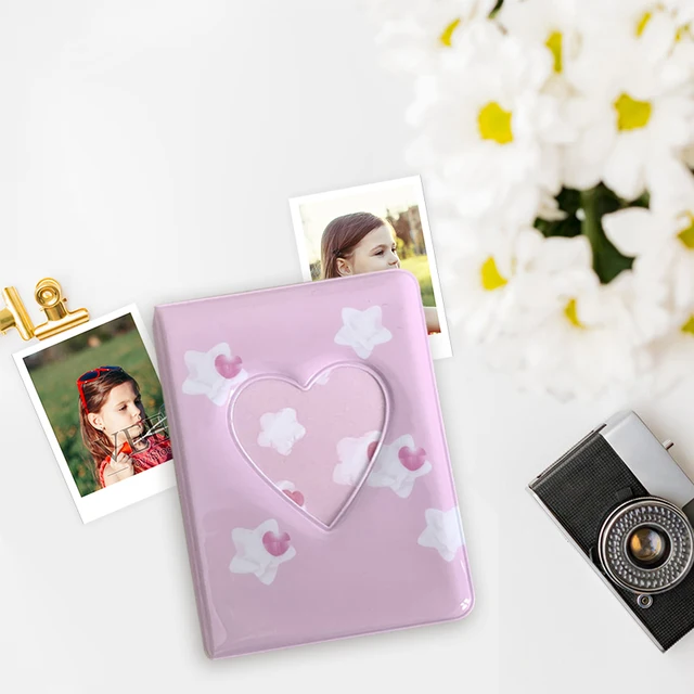 3 Hüvelykes Fotóalbum 40 Grids Hollow Heart Holder Stars Kpop Binder Mini Idol Card Collect Book Album Fotó - Image 6