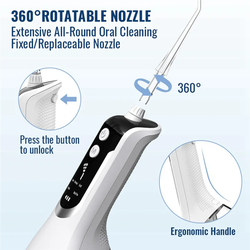 B90B-구강 세정기 USB 충전식 물 치실 휴대용 워터 제트 330ML 물 탱크 방수 치아 클리너