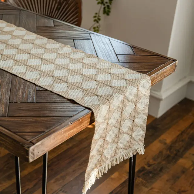 Boho Farmhouse Linen Table Runner–Rustic Macrame with Tassels, Burlap & Cotton Blend for Home Decor and Holiday Events 1