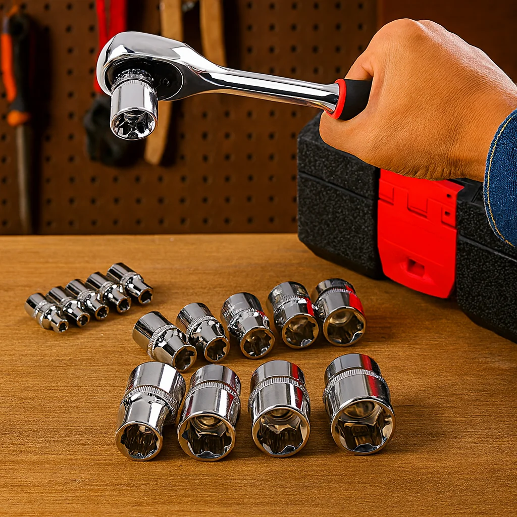 Jeu Couple CASOMAN 11 PC Female E-TORX Star Socket Set With Rail ...