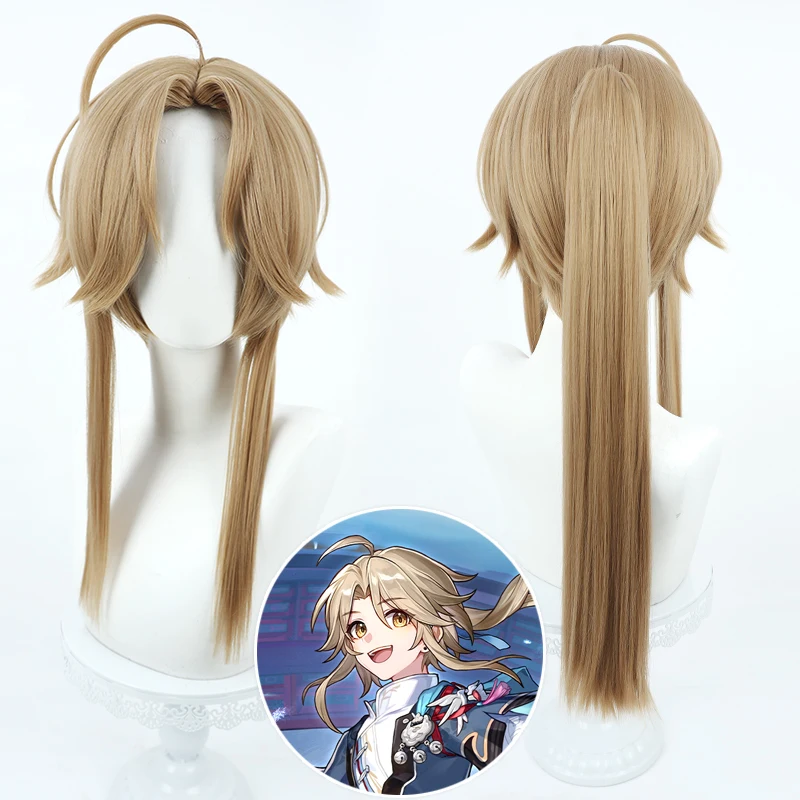 

Yanqing Cosplay Wig Game Honkai: Star Rail 70cm Long Linen Brown Ponytail Wig Heat Resistant Synthetic Halloween Wigs + Wig Cap