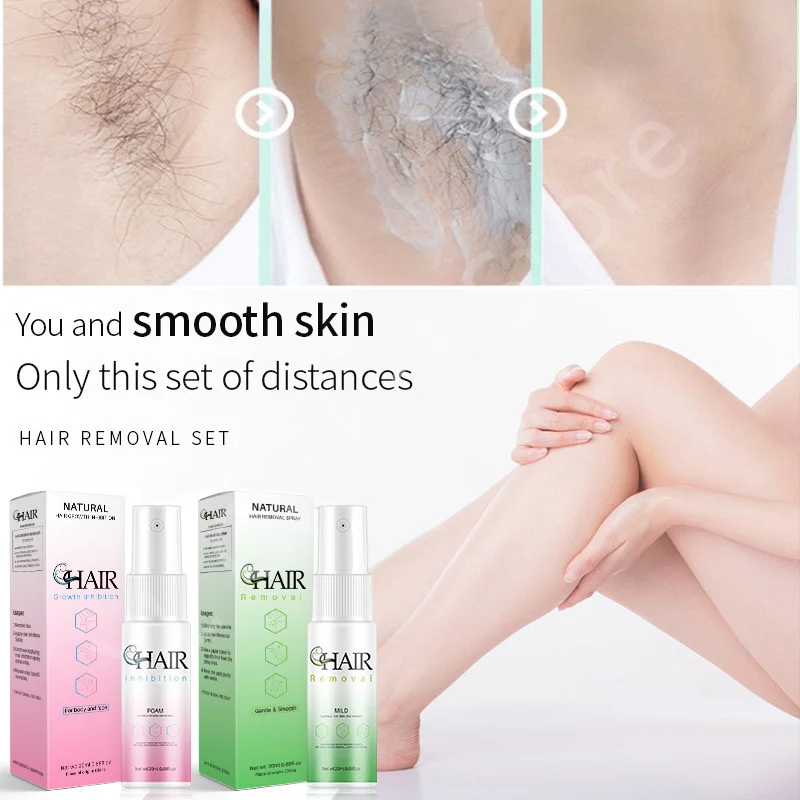 2 Minutes Fast Hair Removal Spray Painless Hair Growth Inhibitor Arm Armpit Leg Permanent Depilatory for Men Women Repair Care