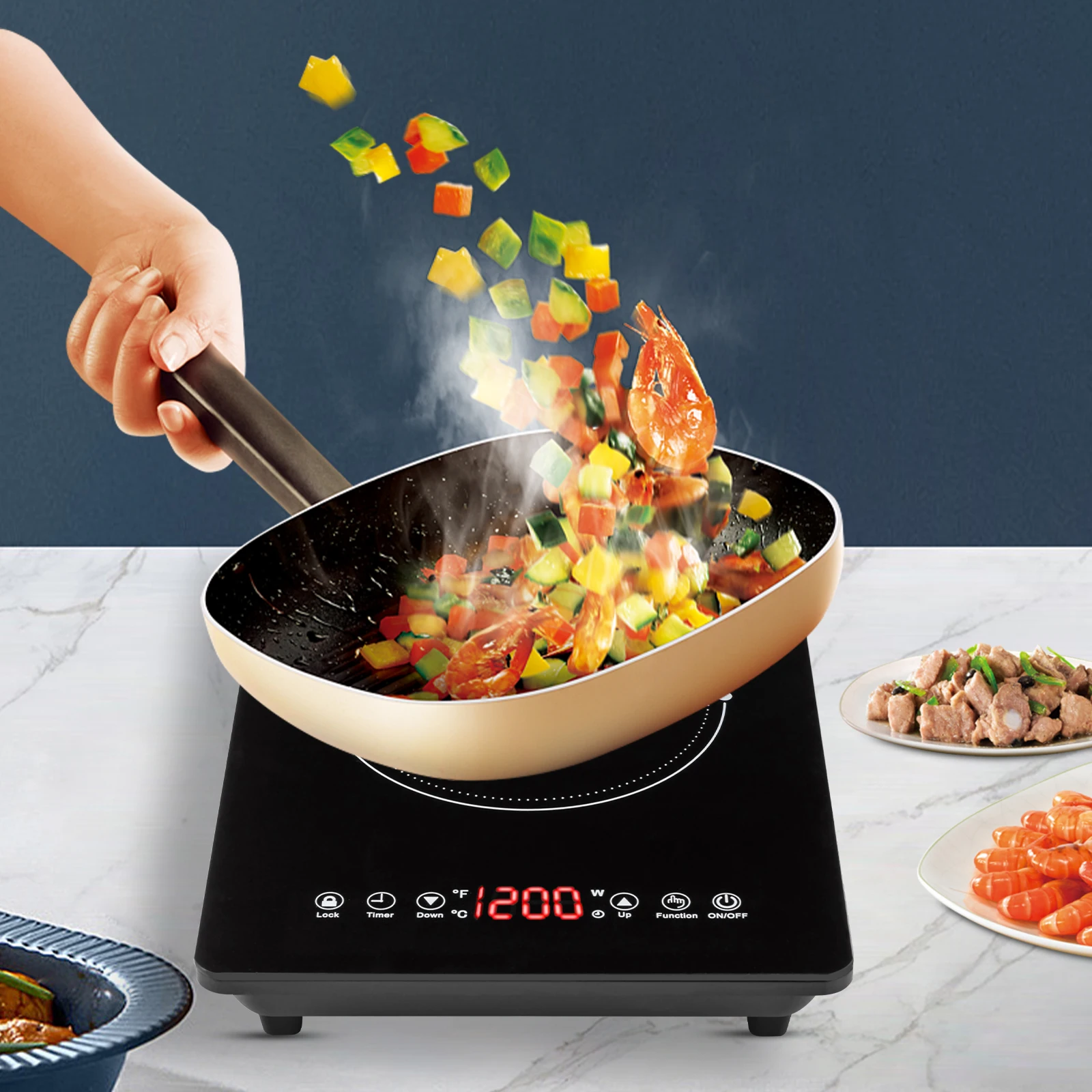 1800W Black Portable Induction Cooktop,Single Electric Cooktops Countertop Stove With 9 Temperature & Power Levels for Kitchens