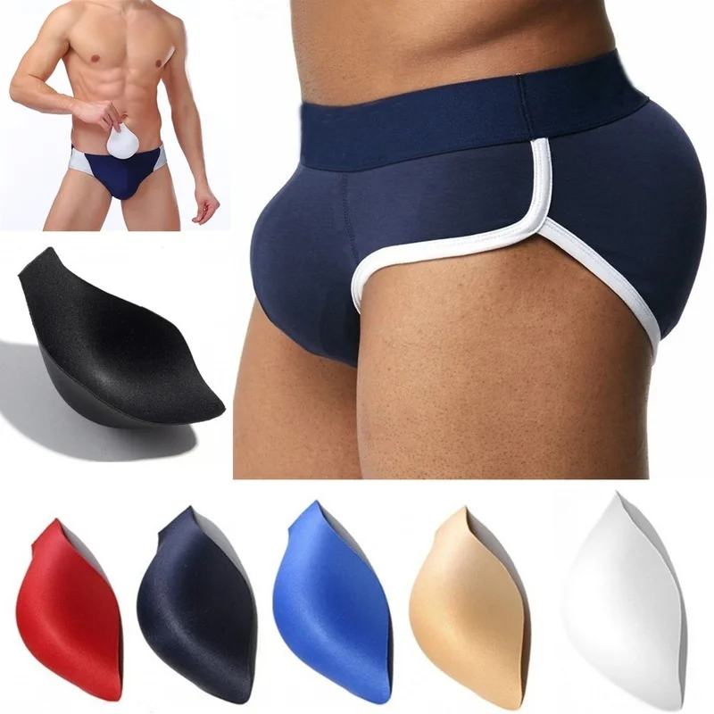 3D Men Briefs Sponge Pads Breathable Sexy Penis Protective Pad Bulge Pouch Soft Underwear Swimming Trunks Three-dimensional Cups