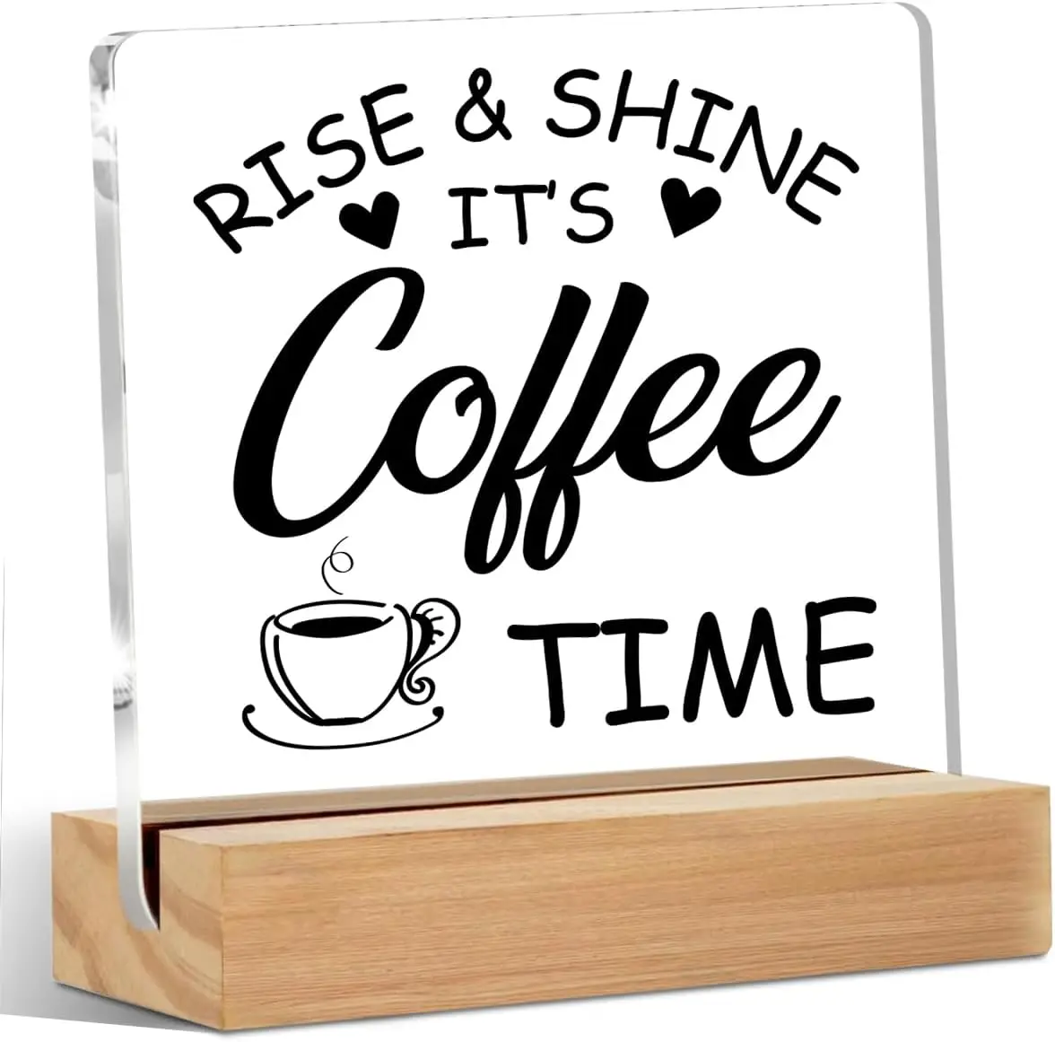 Coffee Lover Gift Idea - Acrylic Coffee Bar Sign with Wooden Stand, Perfect Decor for Home, Office or Coffee Shop Enthusiasts