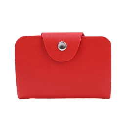Premium Leather Credit Card and Cash Organizer - Large Capacity Holder with ID Pouch (Red)
