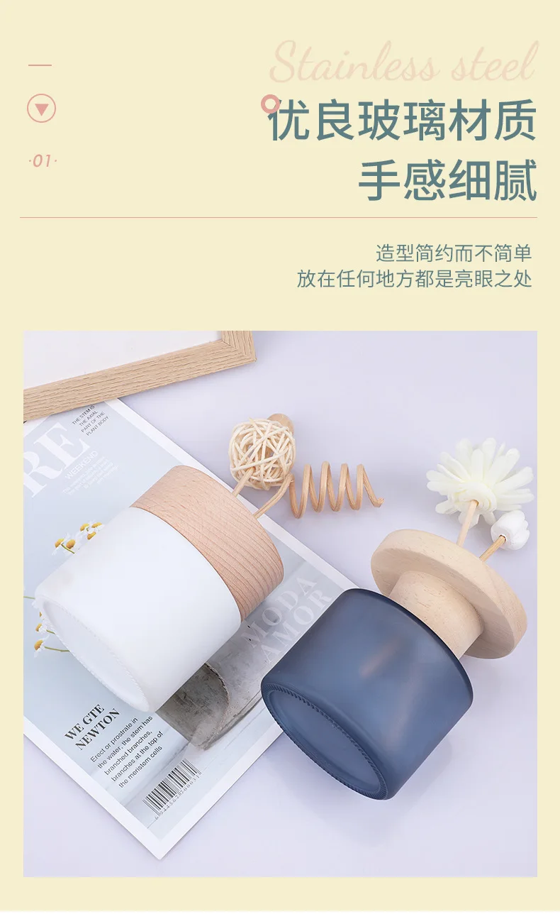 Description Picture 4 of item1pcs 140ml Empty Home Fragrance Diffuser Bottle with Wooden Caps Glass Container Reed Diffuser Essential Oil Diffuser Bottle