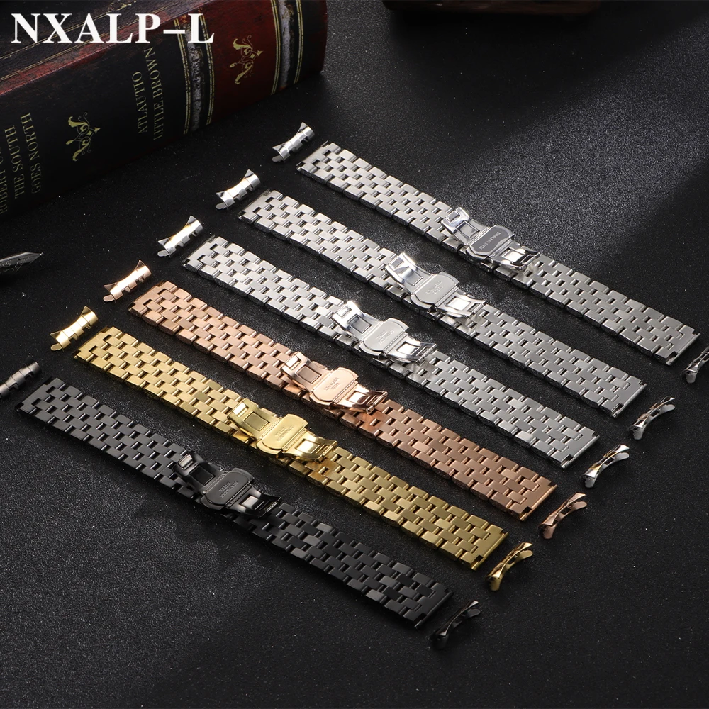 Premium Solid Stainless Steel Watch Band - High-Quality Curved/Flat End Wristband, Available in Various Sizes