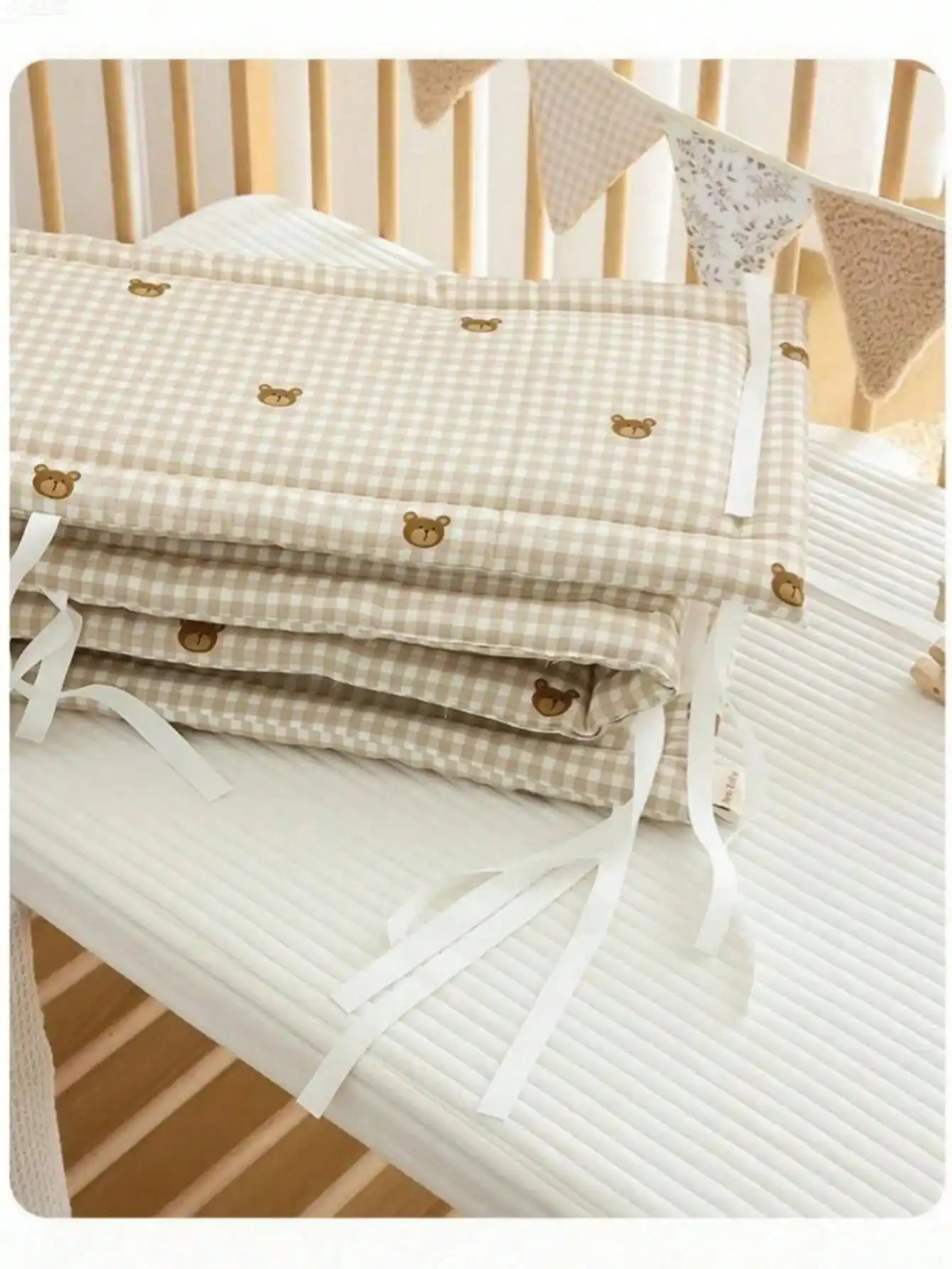 1-teiliger Krippen-Stoßfänger für Neugeborene, Kissen-Schutz, Babybett-Stoßfänger für Neugeborene, weicher, dicker Stoßfänger aus Baumwolle – Detail 4