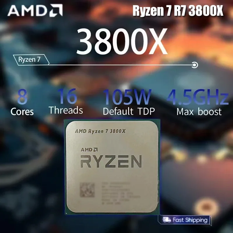 AMD Ryzen 7 3800X CPU R7 3800X 3.9GHz4.5GHz 7NM L3=32M 100-000000025 105W 8코어 16스레드 CPU 프로세서 소켓 AM4
