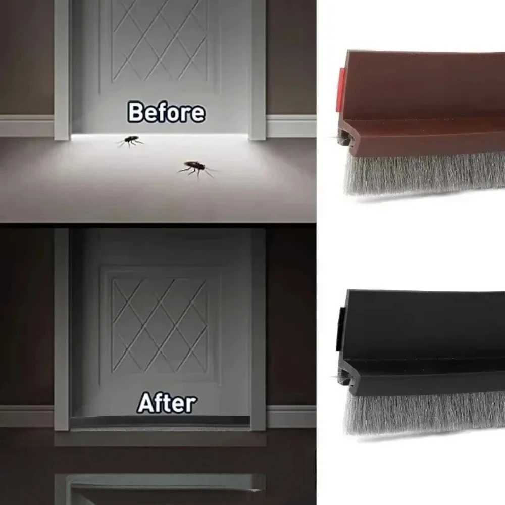 Universal Door Seal with Brush - Noise Reduction & Insect Barrier