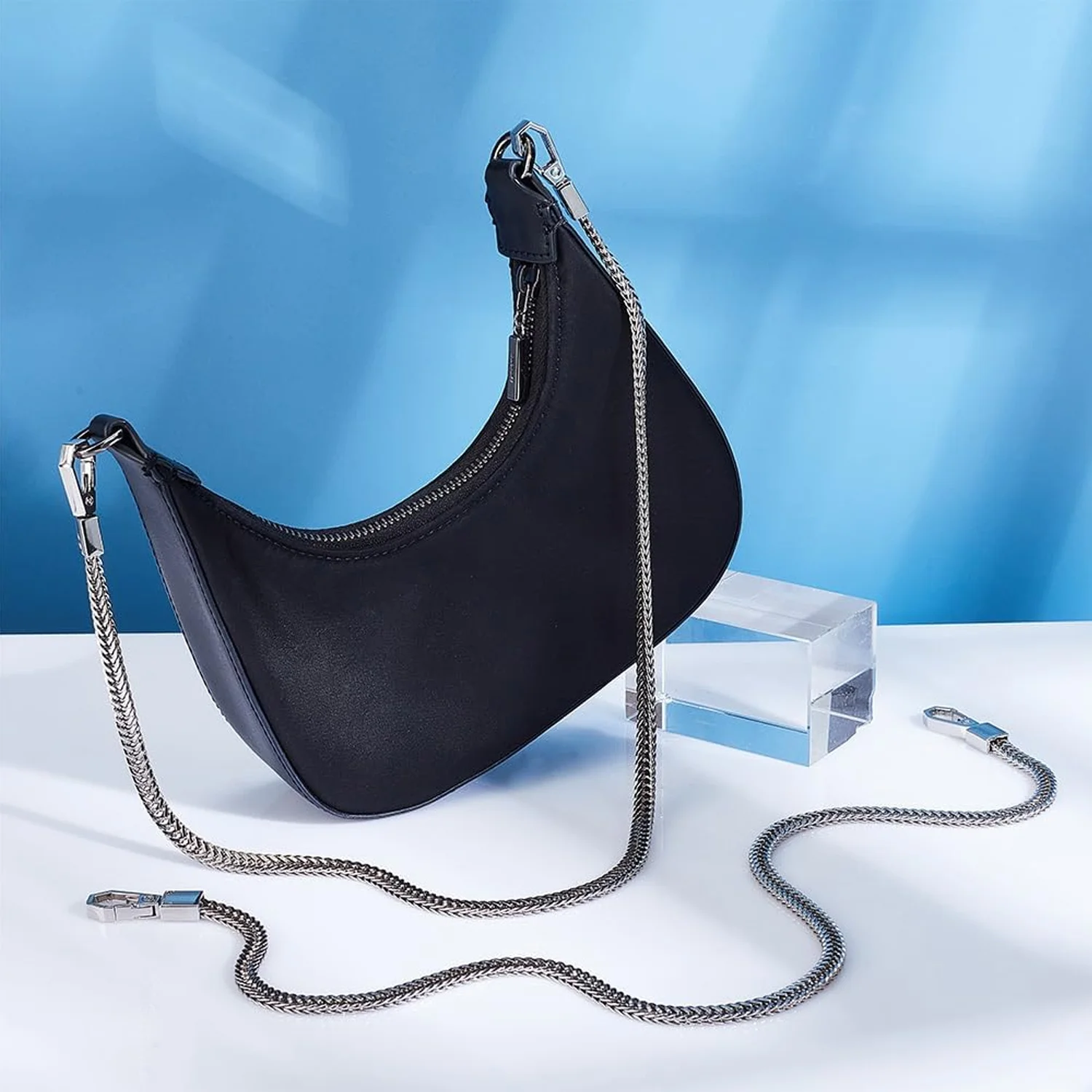 Schlangenknochen-Kettentasche, Eisen, flache Tasche, Geldbörse, Kettenriemen, Zubehör, Schulter, Cross-Body, Handtaschengurt, Ersatz, DIY-Geldbörsenherstellung – Detail 4