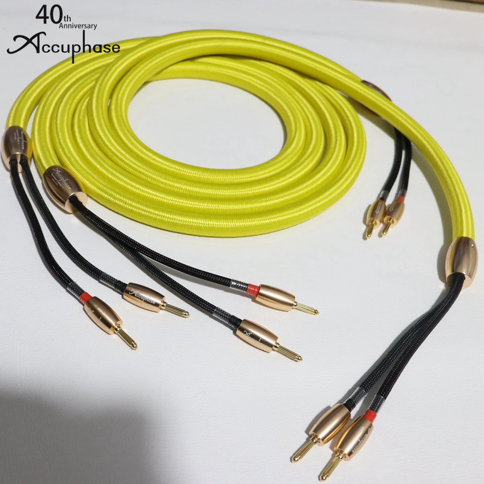 하이파이 오디오 12Awg Accuphase 오디오 애호가 스피커 케이블, 확성기 증폭기 라인, 금도금 바나나 플러그 포함, 1 쌍