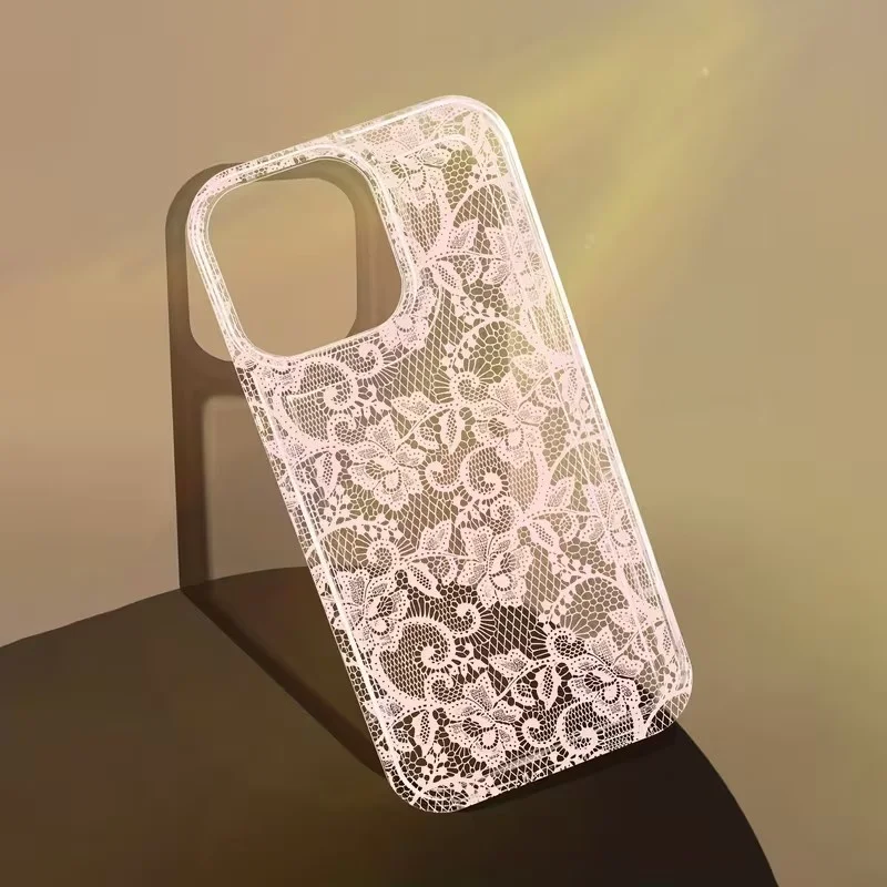 ตัวเลือกสินค้า เคสโทรศัพท์ลูกไม้สีขาว หรูหราโรแมนติก ใสเนื้อนุ่ม