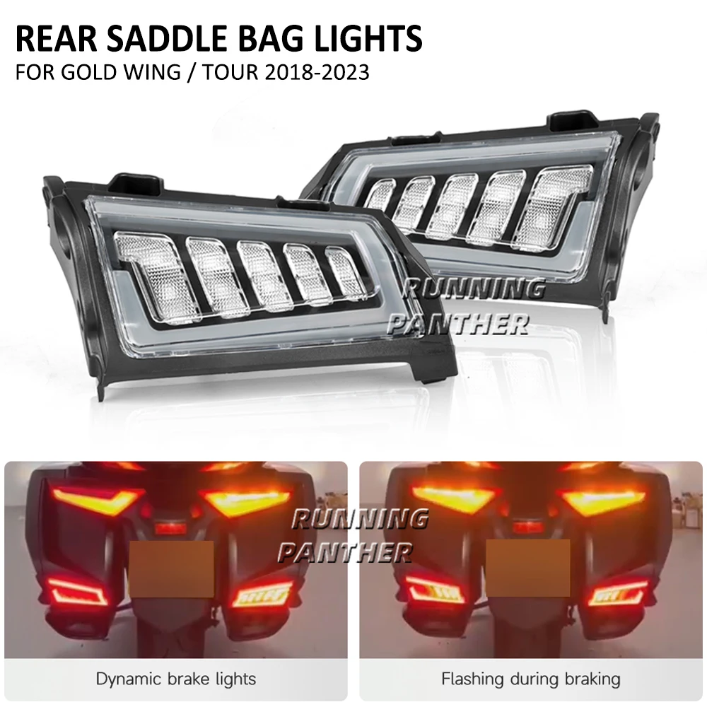 

Motorcycle Rear Saddlebag Saddle Bag Turn Signal LED Lights Lamp For Honda Goldwing Gold Wing GL1800 Tour 2018-2023 2022 2021