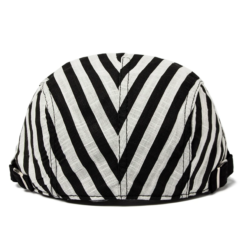 CNTANG Beret Hat Men Vintage Stripes Plaid Cotton Visor Flat Cap Casual Fashion Sun Caps For Women Summer Berets Thin Style New beret hat woolen beret