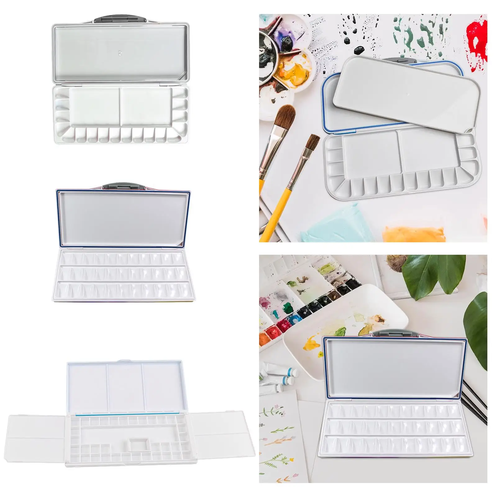 Watercolor Palette Leakproof with Lid Portable Empty Airtight Paint Box Travel Gouache Mixing Tray for Acrylic Painting Supplies paint tray color palette watercolor palette