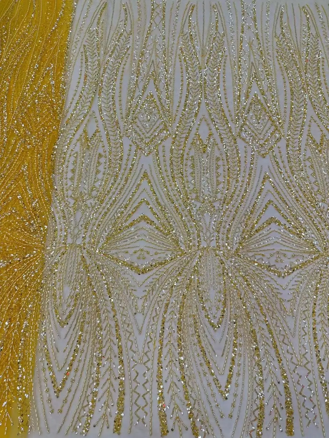 

Beads African Sequins Lace Fabric High Quality Nigerian White French Embroidery Tulle S-1308436 Beaded Bridal Wedding Lace