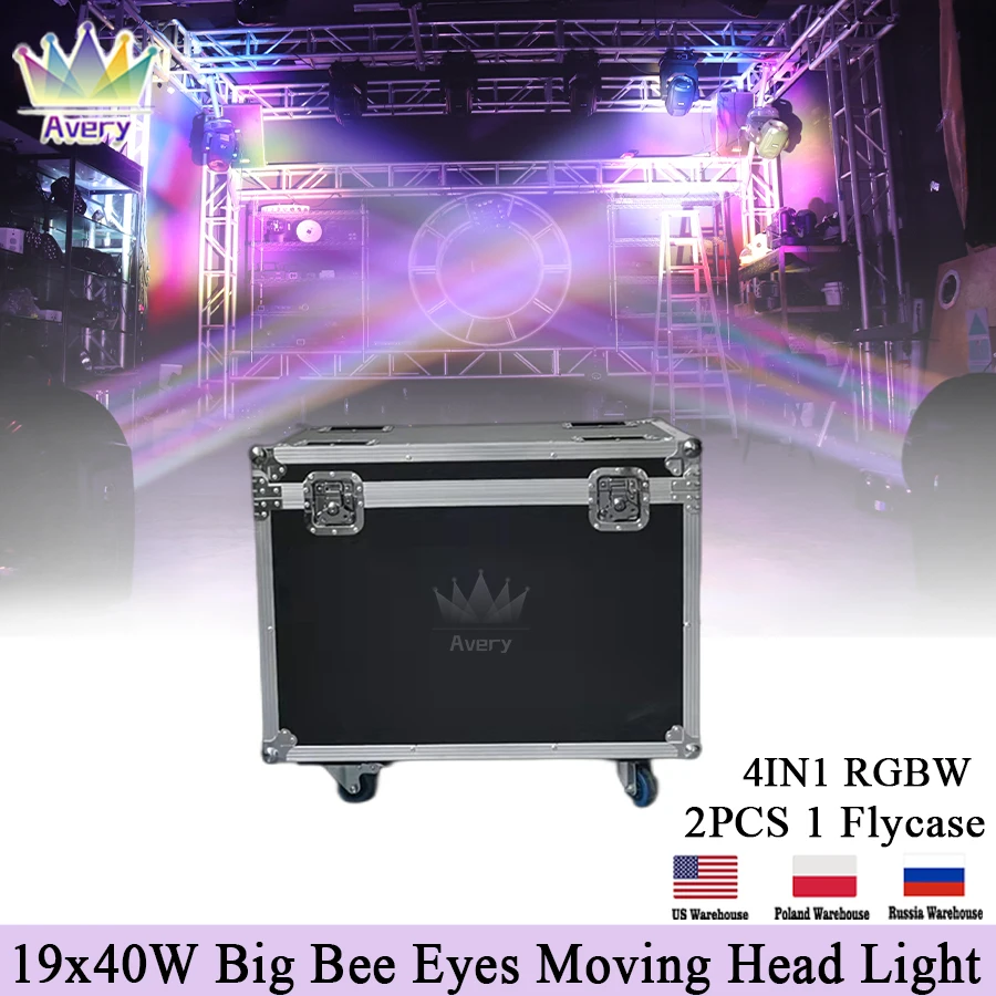 

0 Tax 1 Flight Case For stage 19X40W LED Big Bee Eye Moving Head Beam Light for DJ Disco Wedding Party Night Club Performance