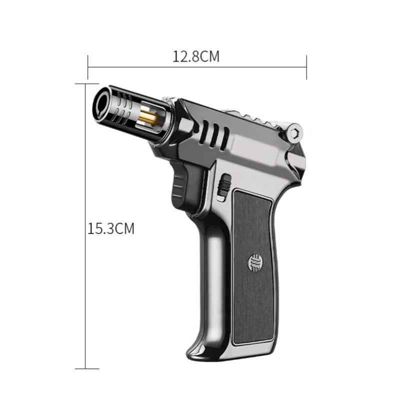 High Fire Spray Gun Windproof Jet Blue Flame Butane Gas Lighter Safety Lock Switch Outdoor Camping BBQ Kitchen Cigar