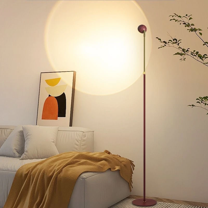 Nordic Simple Red Tall Cob Floor Lamp side view