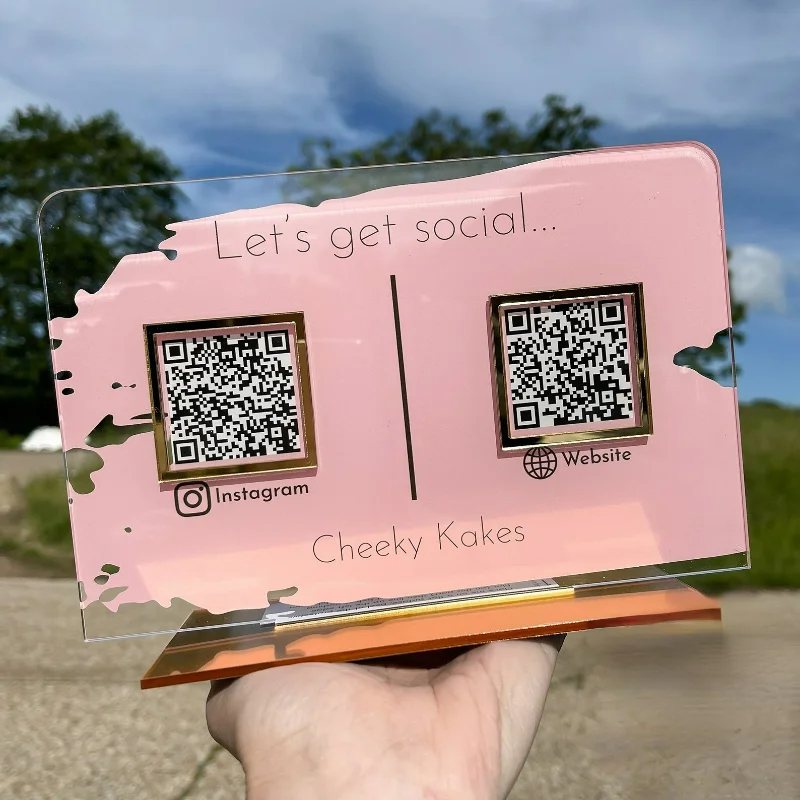 Acrilico Business Qr Code Sign Social Media Facebook Instagram Sign Personal Beauty Salon Parrucchiere Estetista Office Shop Sign