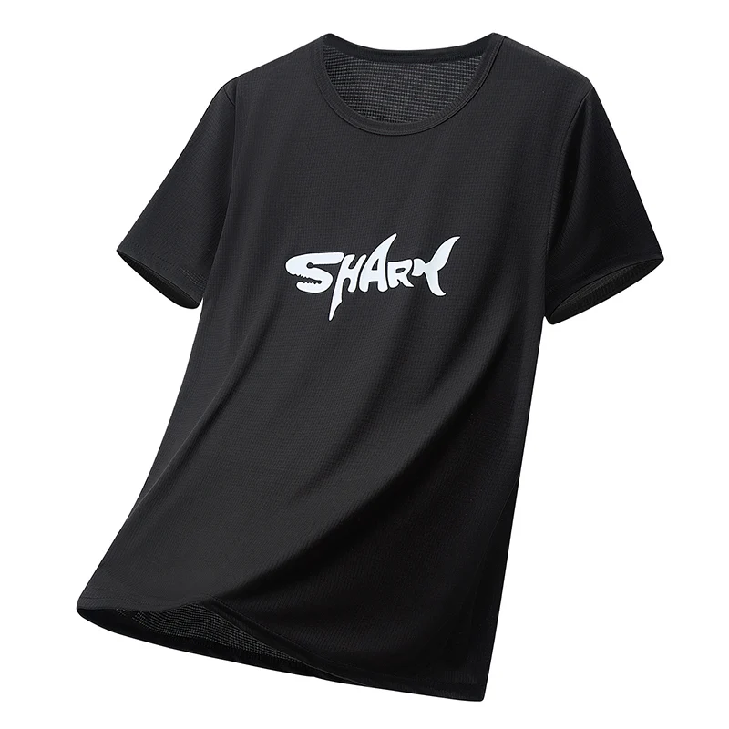 4/1 Pack Summer Men's Plaid Shark Letter Short Sleeve Casual Fashion Sports T-shirt Plus Size Loose Fitness Running Joker Top