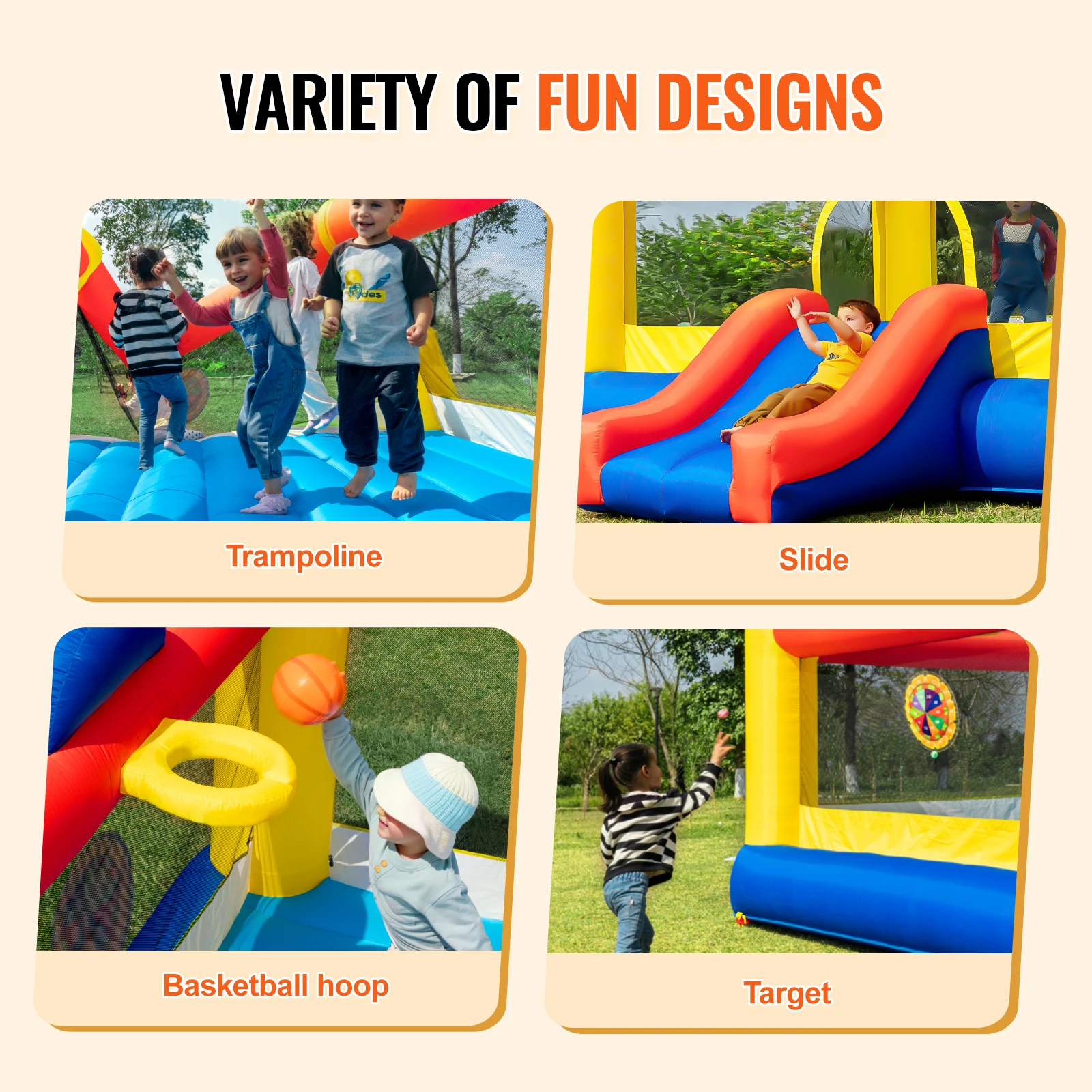 VEVOR Inflatable Bounce House Outdoor High Quality Playhouse Trampoline Jumping Bouncer with Blower Slide and Storage Bag Castle 4
