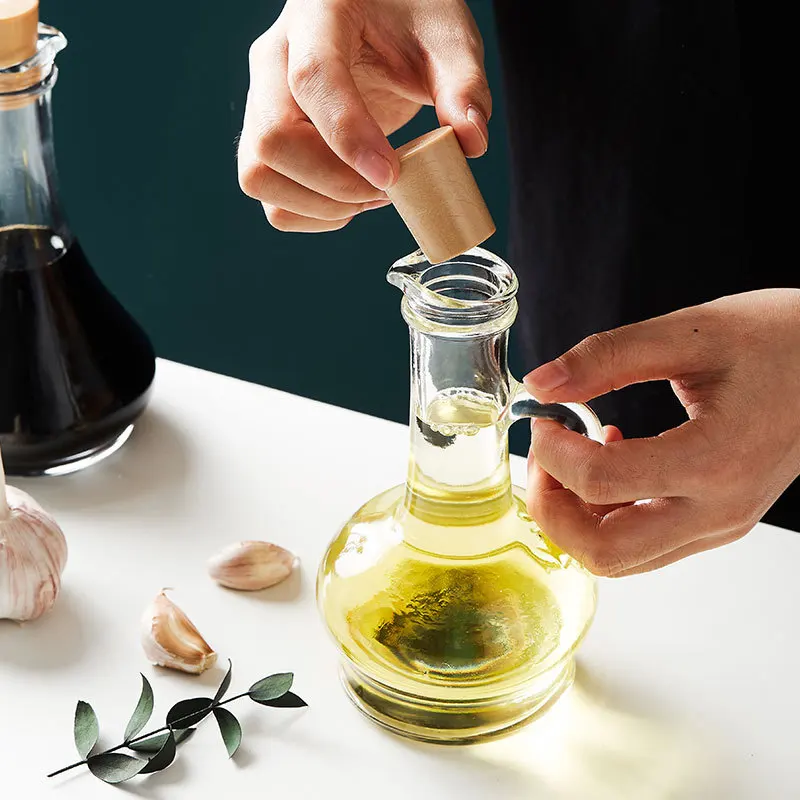 260ml Lead-free Glass Seasoning Bottle Oil Bottle Oil Vinegar Glass Table Decoration Household Kitchen Supplies