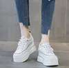 8.5cm Genuine Leather Women Autumn Hidden Heels Ladies Chunky Sneakers Thick Soled Spring Platform Wedge Summer Fashion Shoes 4