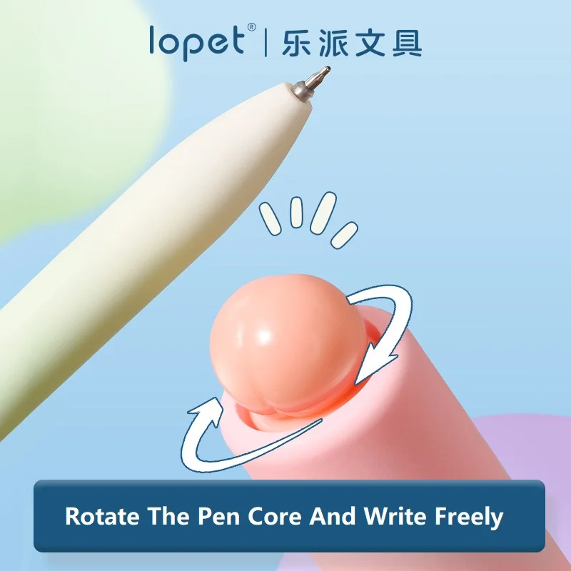 Lopet Rotate Gel Pen Fruit Flavor Lingering Fragrance Speed Drying Black Core Student Low Gravity Gradient Color Pen Holder 3