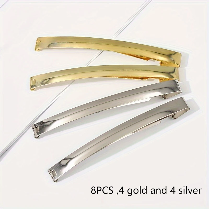 Vintage-Style Minimalist Metal Hair Clips Set - Pack of 8 Elegant Hair Accessories