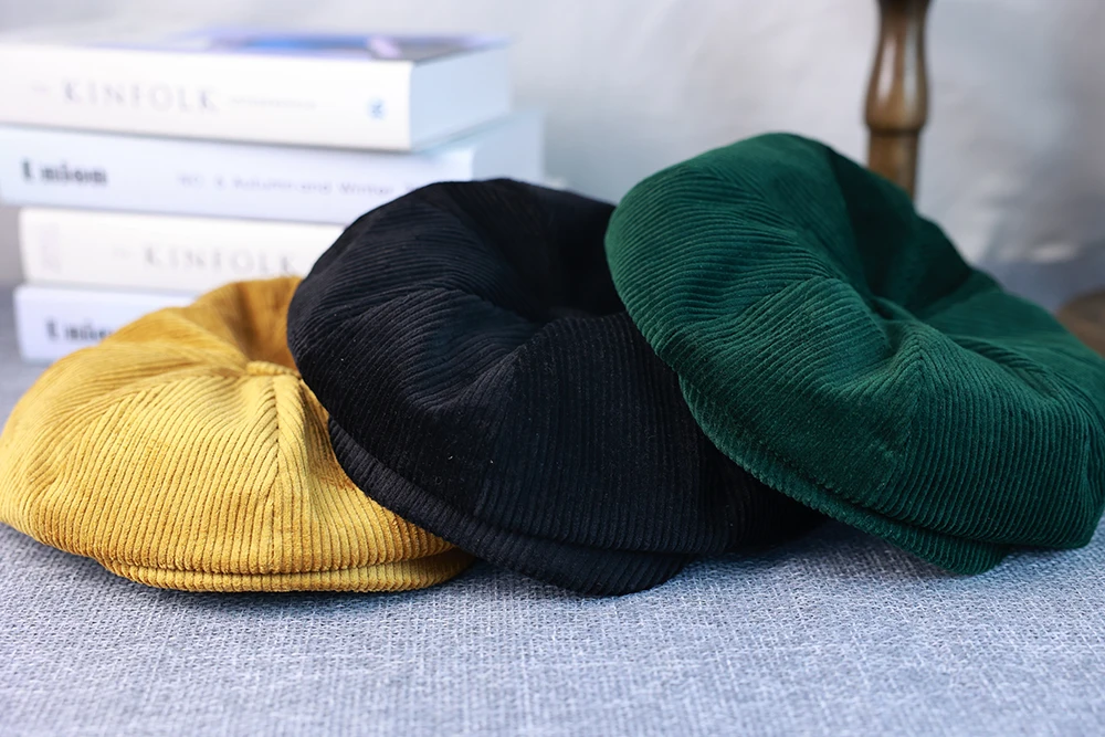 Neue Retro Winter Caps Für Männer Cord Hut Newsboy Frau Flache Kappe Männlich Warme Kappe Papa Im Freien Casual Achteckige Kappe Gatsby Hut 020 – Detail 1