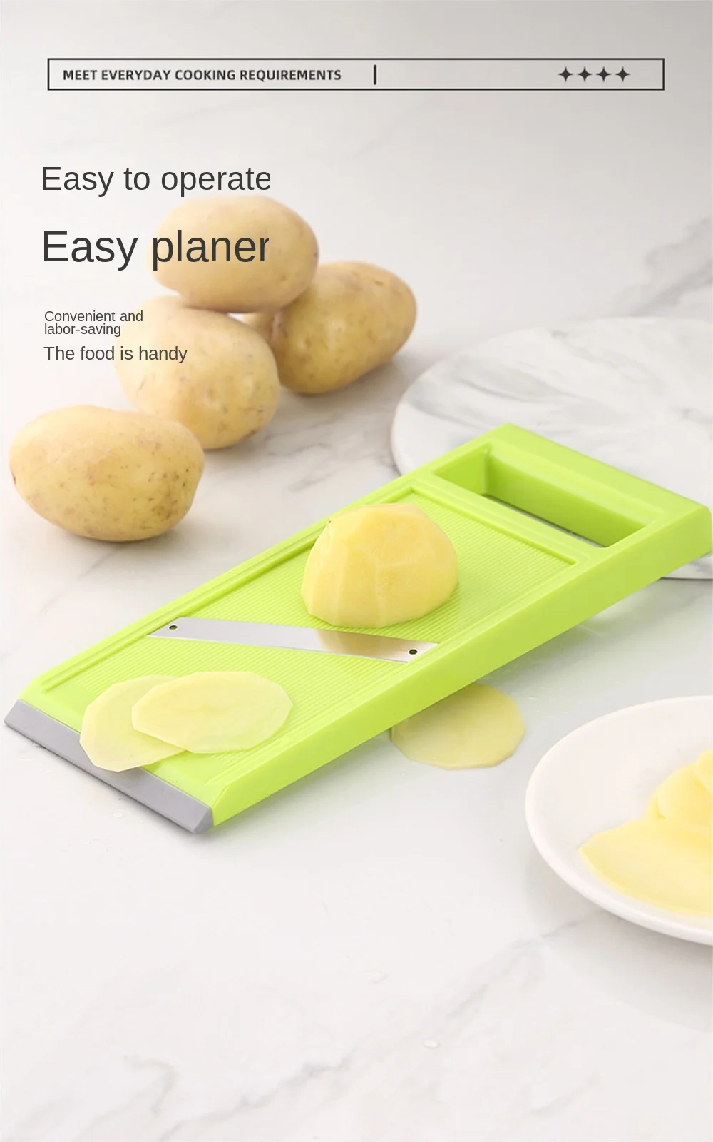 Description Picture 4 of item1/3PCS Multifunctionele Vegetable Cutter With Steel Blade Mandoline Slicer Potato Peeler Carrot Cheese Grater Kitchen