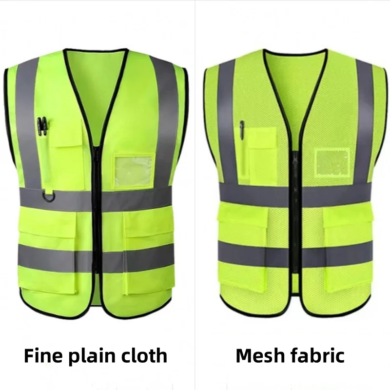 Car Reflective Safety Vest With Pockets Night Reflective Strip Vest Waistcoat High Visibility Jacket for Outdoor Traffic Cycling