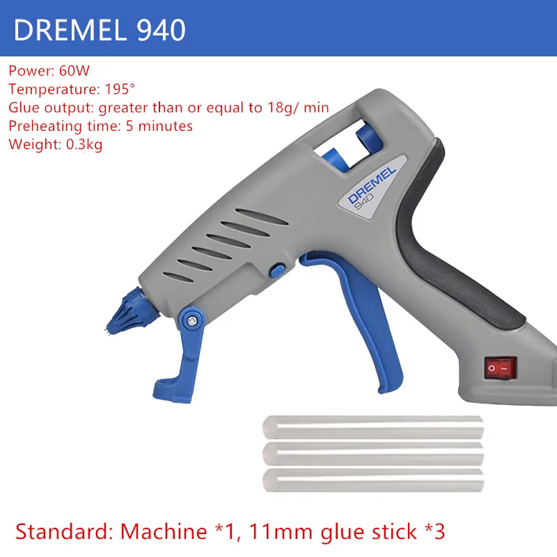 DREMEL Professional 930/940 Hot Melt Glue Gun DIY Repairing Tool Set 7/11mm Glue Sticks Hot Melt Adhesive Fast Glue Output