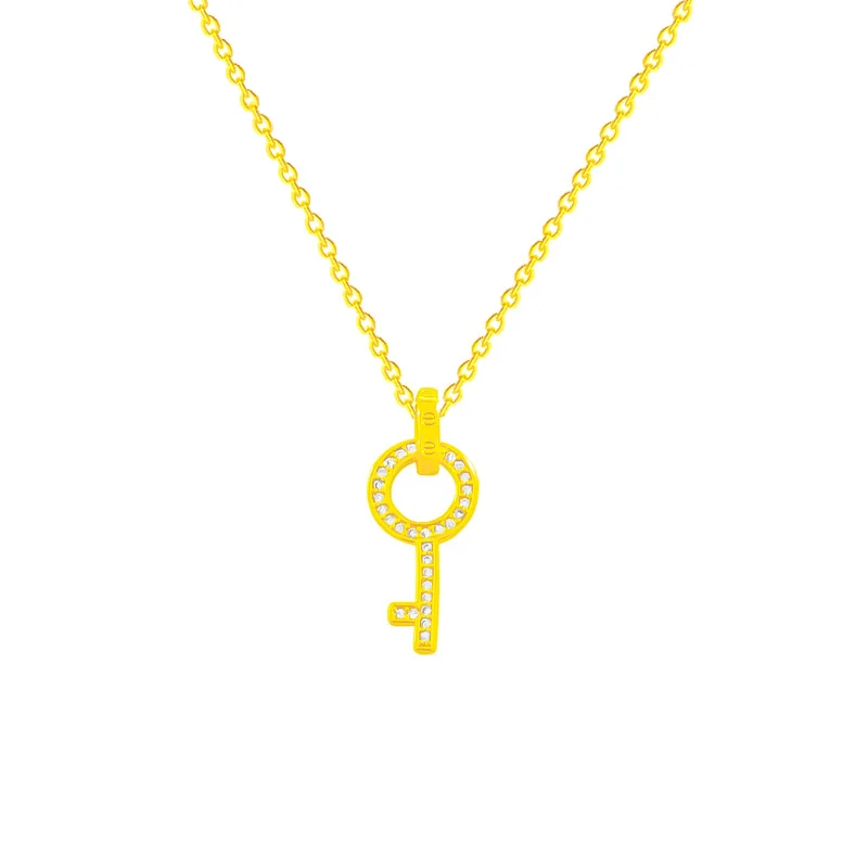 

Simple Circle Key Zircon Love Heart Mother's Day Gift Pendant Necklace Woman Girl Wedding Blessing Jewelry