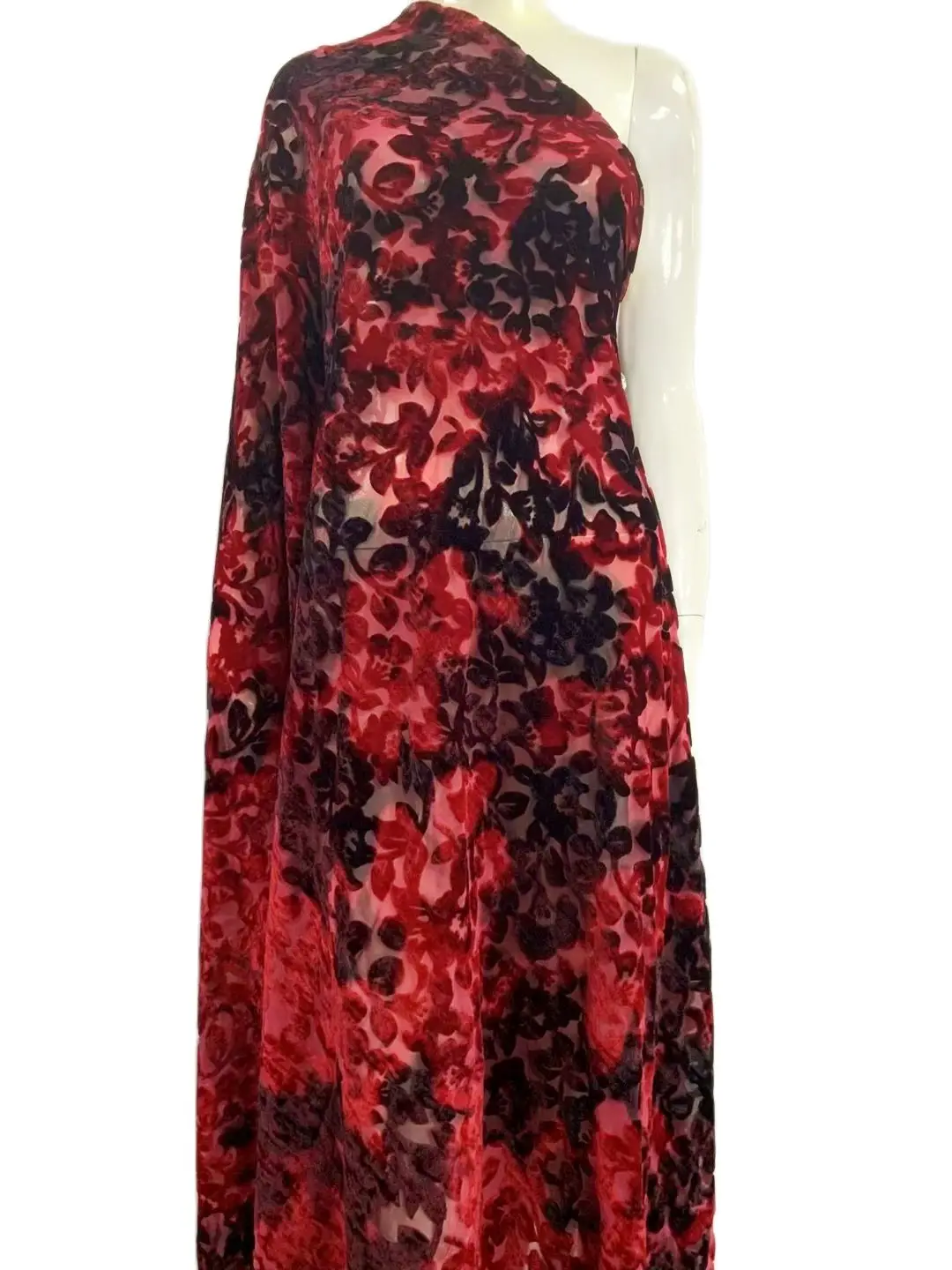 

African Nigeiran Silk Fabric for Women Dress, Burnt-out Velvet Tulle Lace Scarf, 5 Yards