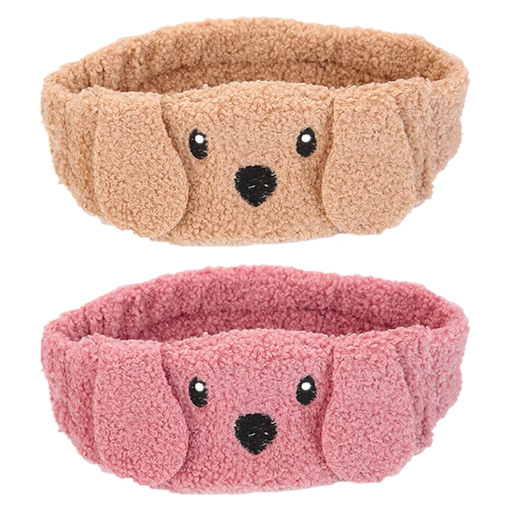 

Solustre Hair Ties Girl Scrunchies 2Pcs Plush Face Washing Hairband Lovely Puppy Headband Makeup Headband Shower Hair