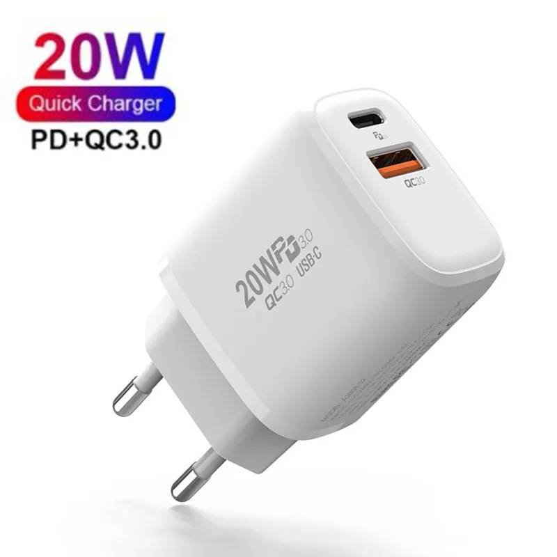 

100 шт. Зарядное устройство USB C 20 Вт PD Быстрая зарядка QC3.0 QC4.0 для Macbook Pro Phone12 13 Samsung Huawei Xiaom