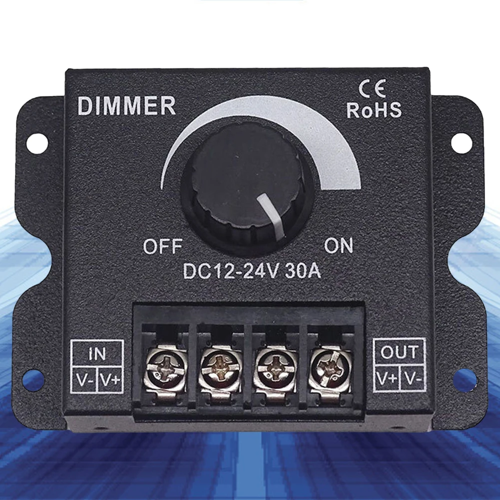 LED 스트립 조명용 조광기 컨트롤러, 밝기 조정 노브, LED 조광기 스위치, 30A, DC12V, 24V, 360W